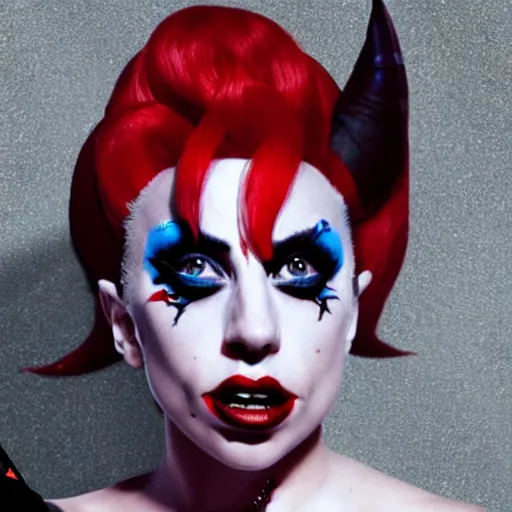 Image similar to lady gaga as harley quinn 4 k detailed super realistic