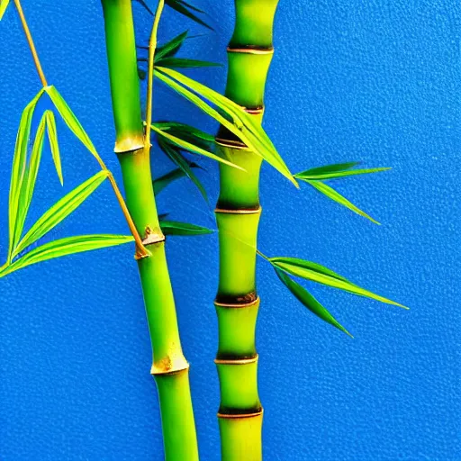 Prompt: lucky bamboo plant with blue background