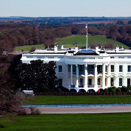 Image similar to aerial view of white house on fire alien invasion