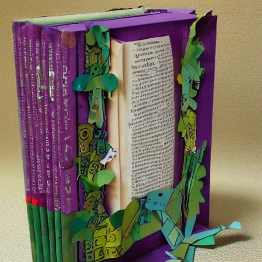 Image similar to recycled book art of disney's alice in wonderland