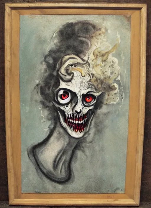 Image similar to vintage scary painting of the survivor