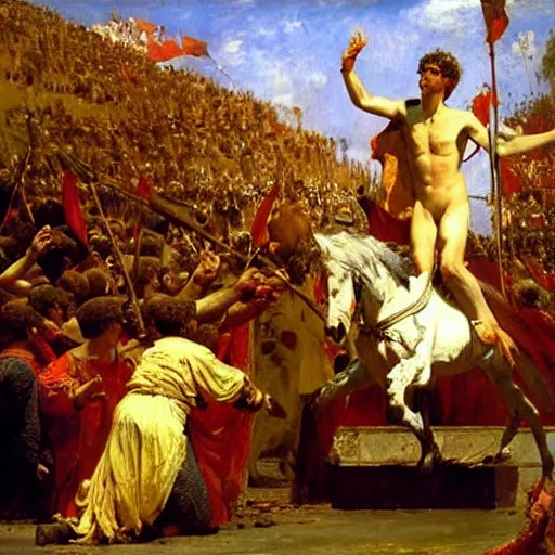 Image similar to the triumph of augustus, by ilya repin, oil on canvas, 1 8 8 3