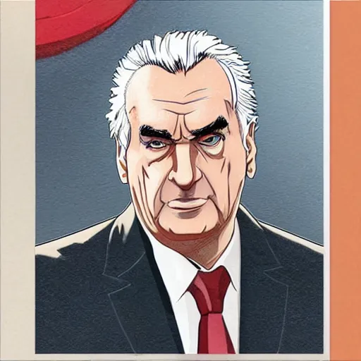 Image similar to milos zeman painted in anime style, detailed