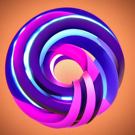 Image similar to 3 d torus logo, pixar style black and purple