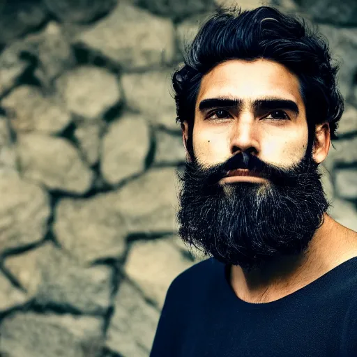 Prompt: Camilo Gomez , perfect face proportions, groomed beard , handsome, anthropologist, 8k, cinematic, reality,