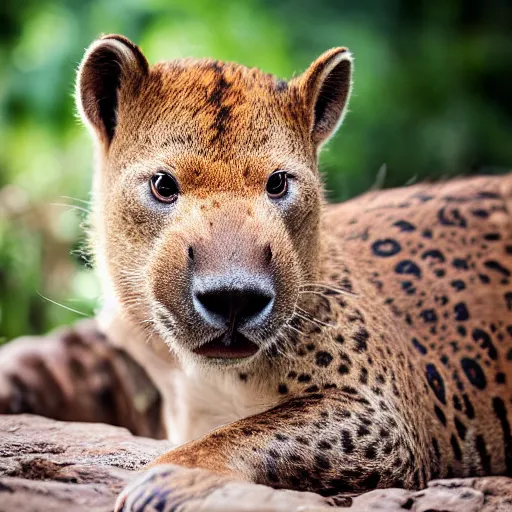 Prompt: mix between a jaguar and a capybara, ultrarealistic, detailed, award winning photography