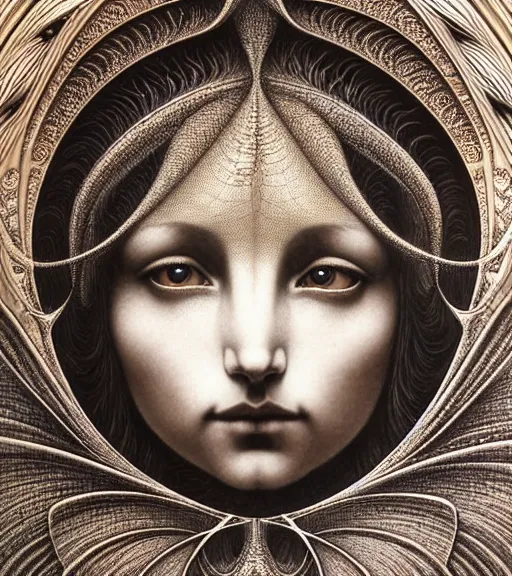 Prompt: detailed realistic beautiful fennec goddess face portrait by jean delville, gustave dore, iris van herpen and marco mazzoni, art forms of nature by ernst haeckel, art nouveau, symbolist, visionary, gothic, neo - gothic, pre - raphaelite, fractal lace, intricate alien botanicals, ai biodiversity, surreality, hyperdetailed ultrasharp octane render