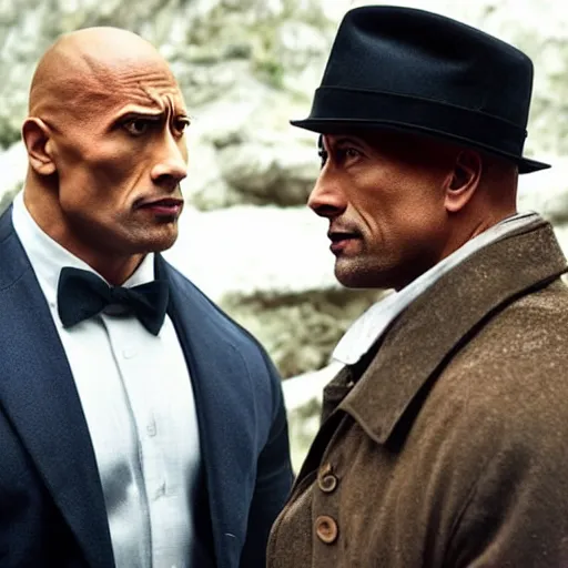 Image similar to dwayne johnson as sherlock holmes examine the evidence, cinematic scene