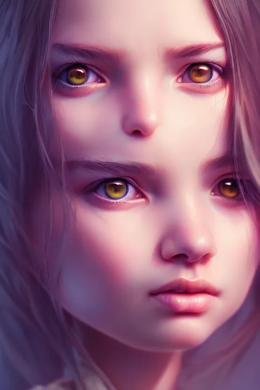 Image similar to very cute girl portrait, highly detailed eyes, intricate details, by artgerm, tooth wu, dan mumford, beeple, wlop, unreal engine 5 rendering