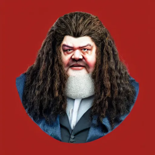 Prompt: Hagrid dressed as British royalty, photo realistic