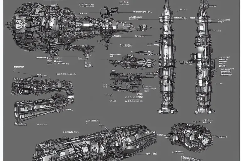 Image similar to aesthetically pleasant technical drawing of an open - source nuclear weapon machinery, hyperdetailed, complex, intricate, exploded view!!, 4 k, trending on artstation