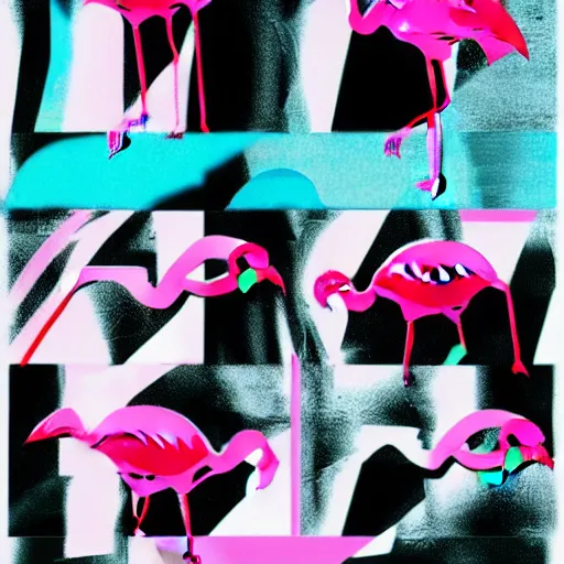 Prompt: flamingo warhol