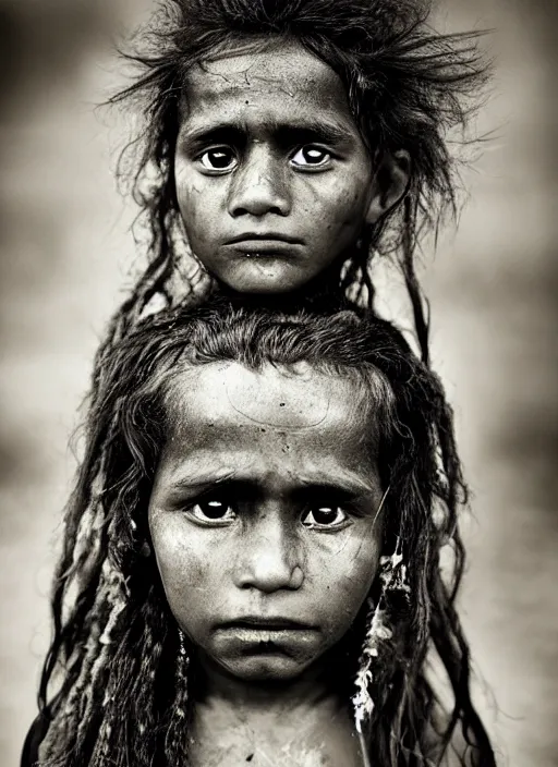 Image similar to Award winning Editorial photo of a Native Nauruans with incredible hair and beautiful hyper-detailed eyes wearing traditional garb by Lee Jeffries, 85mm ND 5, perfect lighting, gelatin silver process