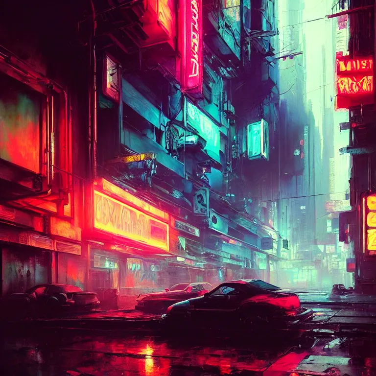 Prompt: beautiful painting by jeremy mann, cyberpunk street, neon signs, still from enter the void movie, pastel hypercolor scheme, baroque portrait painting, perfect composition, detailed octane render trending on artstation, 8 k artistic photography, volumetric cinematic perfect light, chiaroscuro, masterpiece, raphael, caravaggio, beksinski, rutkowski