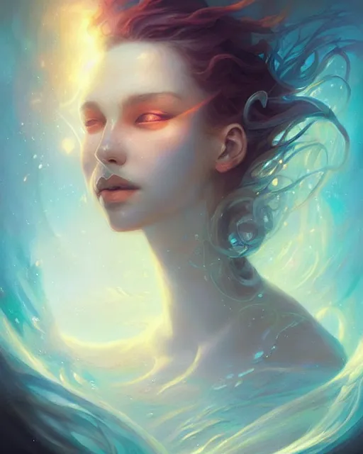 Prompt: underwater music note portrait, peter mohrbacher, radiant halo of light, fantasy, artgerm