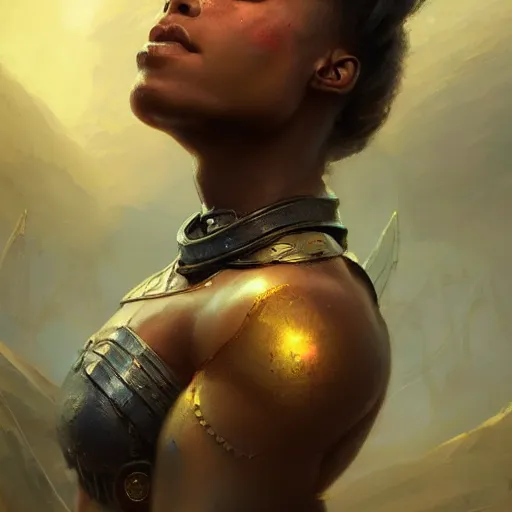 Image similar to a beautiful portrait of a iron goddess by greg rutkowski and raymond swanland, afrofuturism, trending on artstation, ultra realistic digital art