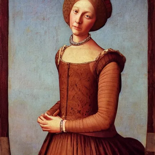 Image similar to portrait of a beautiful woman in a dress, oil painting in a renaissance style, detailed painting