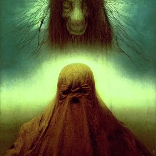 Prompt: style by millais, ( ( ( ( ( ( ( ( by beksinski ) ) ) ) ) ) ) ), portrait painting of american yokai, 8 k, highly detailed,