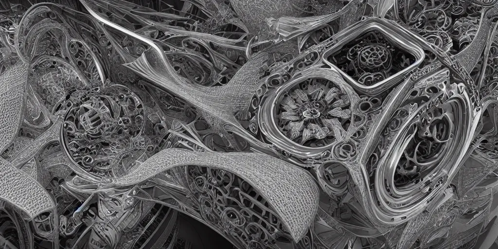 Image similar to dream machine. complex shape. intricate. octane render. 8 k. monochrome. cinematic.