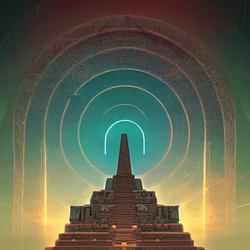 Prompt: ancient geometric solar temple , stylish, lsd, trending on artstation, cinematic, artwork by WLOP