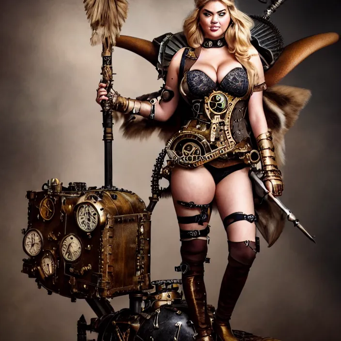 Prompt: full length photo of kate upton as a steampunk valkyrie, highly detailed, 4 k, hdr, smooth, sharp focus, high resolution, award - winning photo