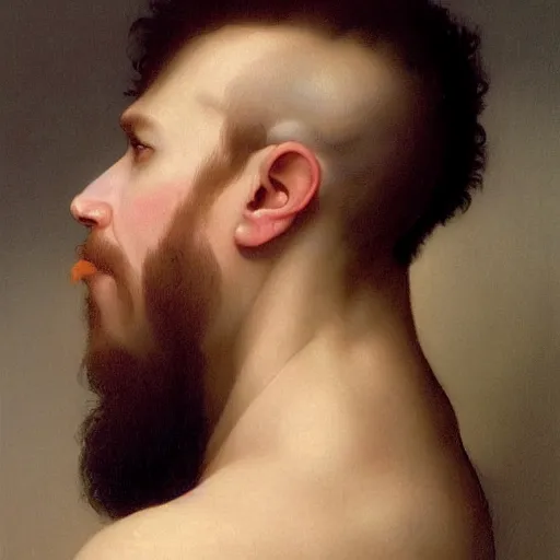 Image similar to a vintage portrait painting of a gentleman half ogre half man, art by artgerm and anna dittman and william - adolphe bouguereau