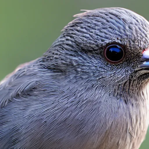 Image similar to extremely detailed cartoon bird looking directly into camera