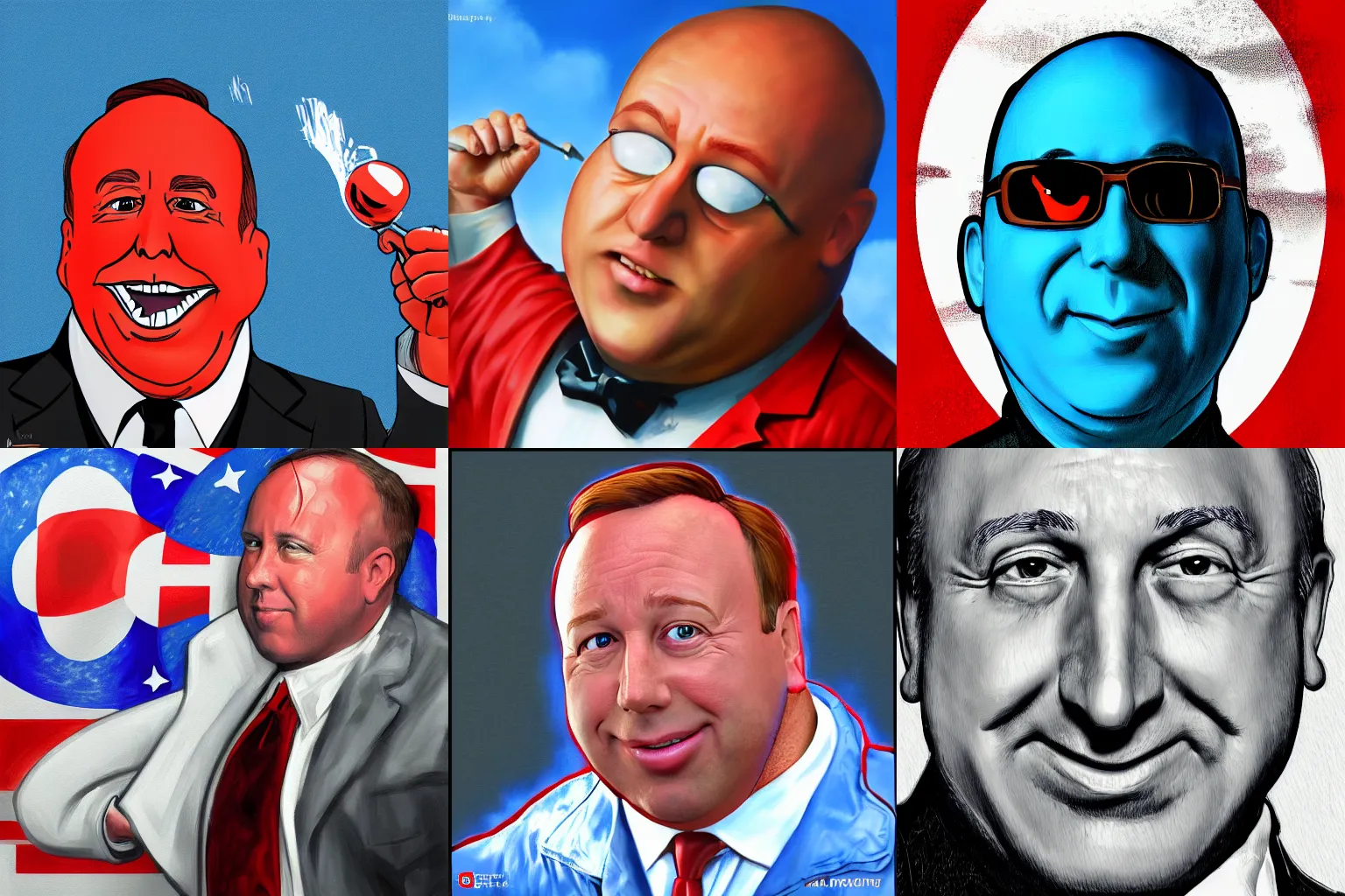 Prompt: painting of Alex Jones as Dr Eggman, digital art, trending on art station, 4k, hd