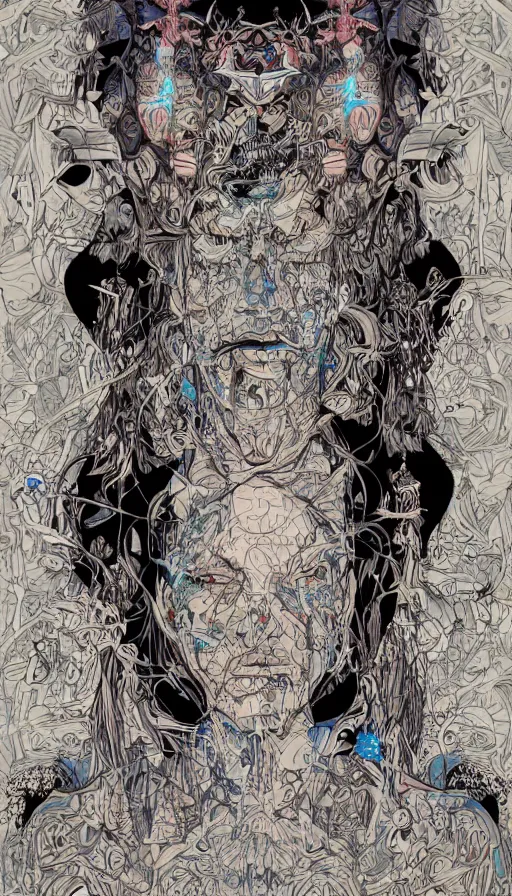 Image similar to portrait of a digital shaman, by james jean,