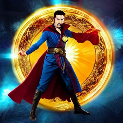 Prompt: dr. strange casting a shield spell in the metaverse