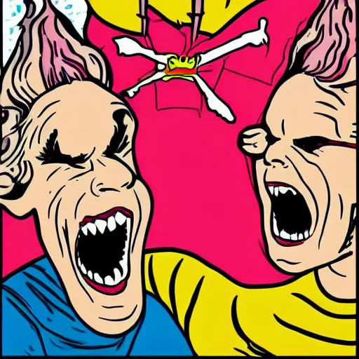 Image similar to pop-art of the Devil laughing hysterically