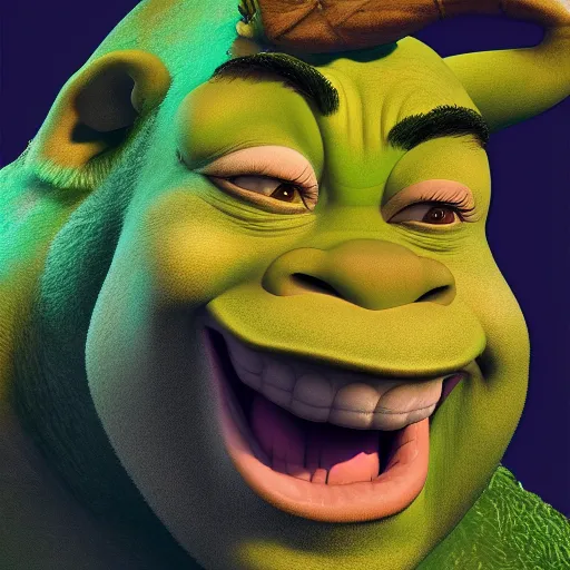 Prompt: Shrek and Donkey merged together, hyperdetailed, artstation, cgsociety, 8k