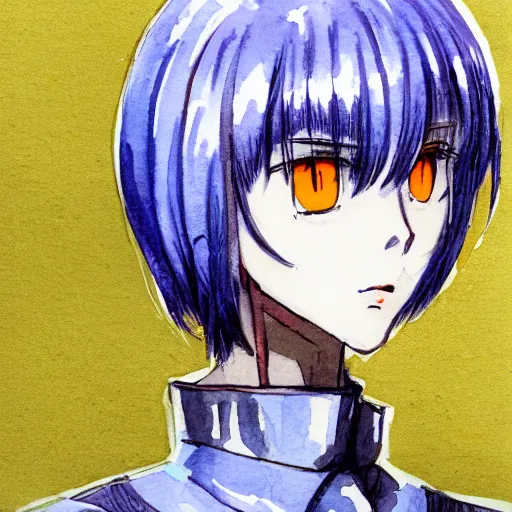 Image similar to watercolor sketch of rei ayanami