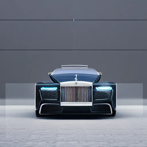 Image similar to khyzyl saleem car :: Rolls-Royce 103EX : medium size: 7, u, x, y, o medium size form panels: motherboard medium size forms : zaha hadid architecture big size forms: brutalist medium size forms: sci-fi futuristic setting: ultra realistic photography, keyshot render, octane render, unreal engine 5 render , high oiled liquid glossy specularity reflections, ultra detailed, 4k, 8k, 16k: blade runner 2049 color colors : : Cyberpunk 2077, ghost in the shell, thor 2 marvel film, cinematic, high contrast: tilt shift: sharp focus