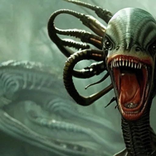 Image similar to Xenomorph in a still from the movie Avatar (2009) directed by James Cameron, high quality, 4k