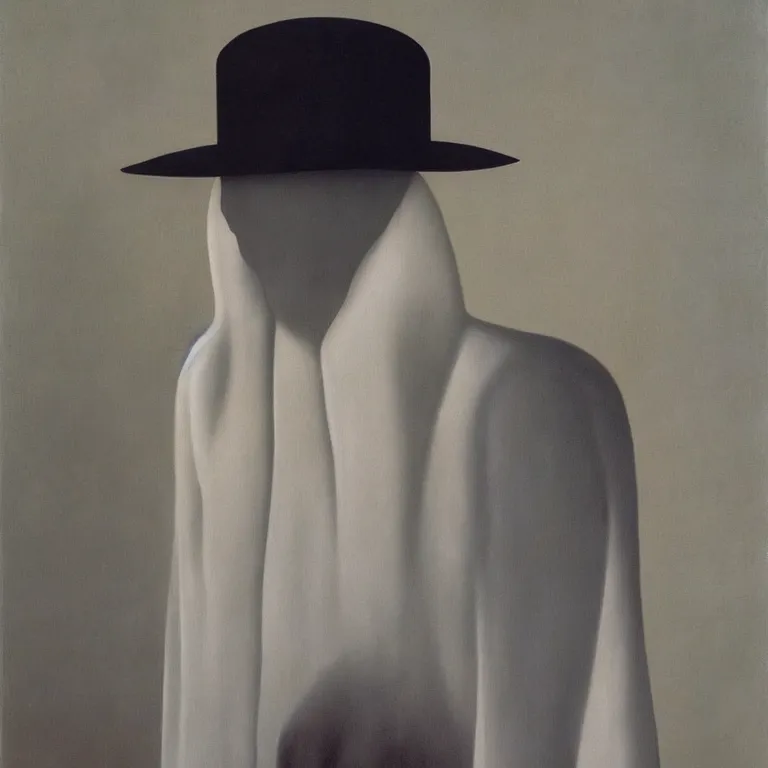 Image similar to portrait of a ghost, by rene magritte, detailed painting, hd, hq, high resolution, high detail, 4 k, 8 k