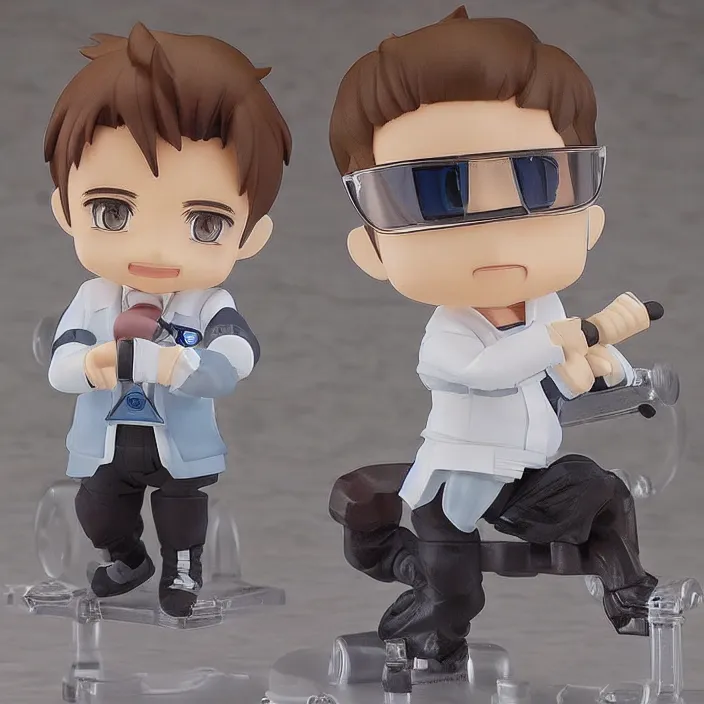 Image similar to a anime nendoroid of elon musk, car tesla 3, figurine, product photo, detailed