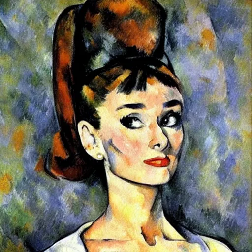 Image similar to audrey hepburn art by paul cezanne