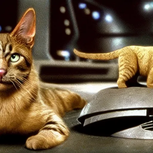 Prompt: a film still of cat - dog hybrid in star wars 1 9 7 7, realistic, photorealistic, detailed,