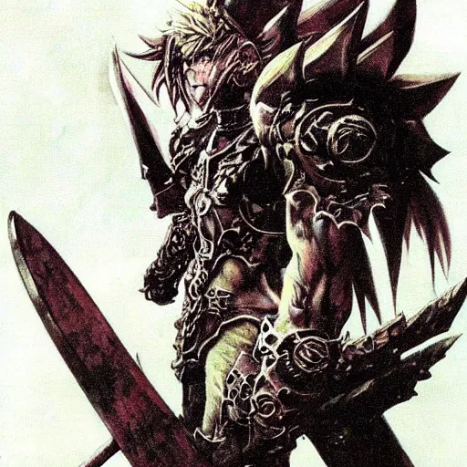 Image similar to final fantasy orc concept art yoshitaka amano, akihiko yoshida, moebius