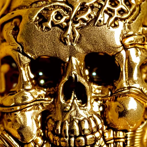 Image similar to 4 4 tiny detailed human eyes embedded in an engraved 1 8 k gold skull plate macro photo deviant realistic