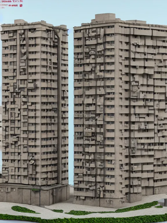 Image similar to a soviet apartment building , beautiful miniature, diorama , 3d render