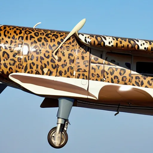 Prompt: a leopard-print airplane