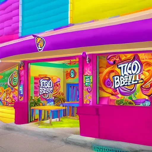 Image similar to taco bell made by lisa frank