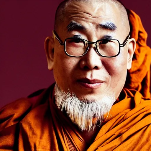 Image similar to detailed photography by Annie Leibovitz of the Tekashi 69, a buddhist monk who turned into the new Dalai Lama