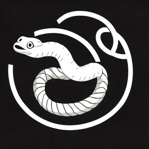 Prompt: jormungandr, ouroboros, flat design, monotone