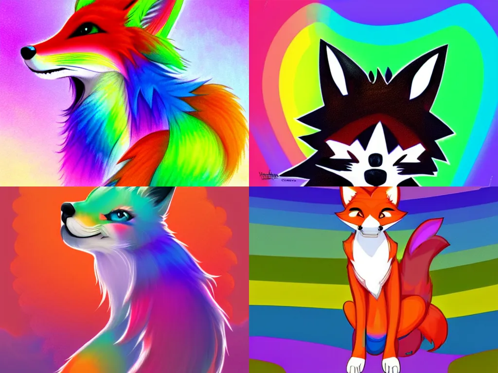 a beautiful rainbow fox, pixel art, trending on, Stable Diffusion