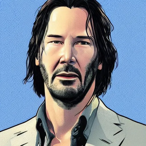 Image similar to “ keanu reeves retro minimalist portrait by jean giraud, moebius starwatcher comic, 8 k ”