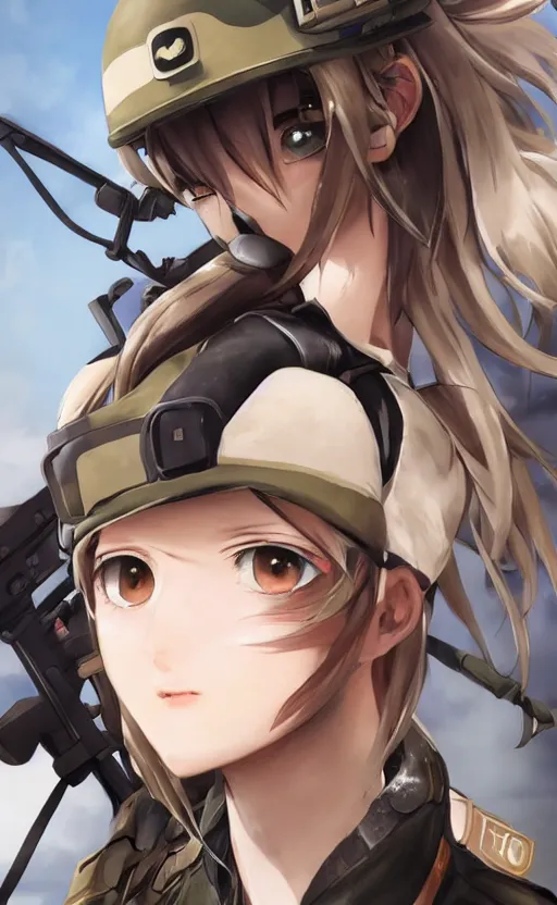 Prompt: portrait of a female soldier, highly detailed, high resolution, anime style, stunning, girls frontline style, bokeh soft, 3d rendering, guilty gear strive graphics, 100mm, trending on instagram, by professional photographer, realistic human anatomy, realistic military carrier, modern warfare, realistic weapon, shot with a arriflex 35 ii, low saturation, small eyes in the game environment and style of Cyberpunk 2077