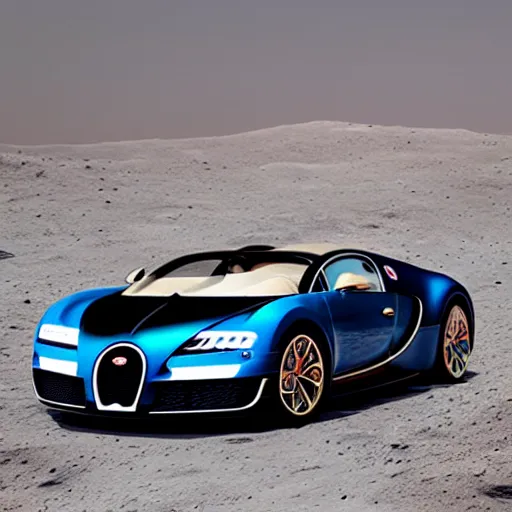 Prompt: bugatti on the moon